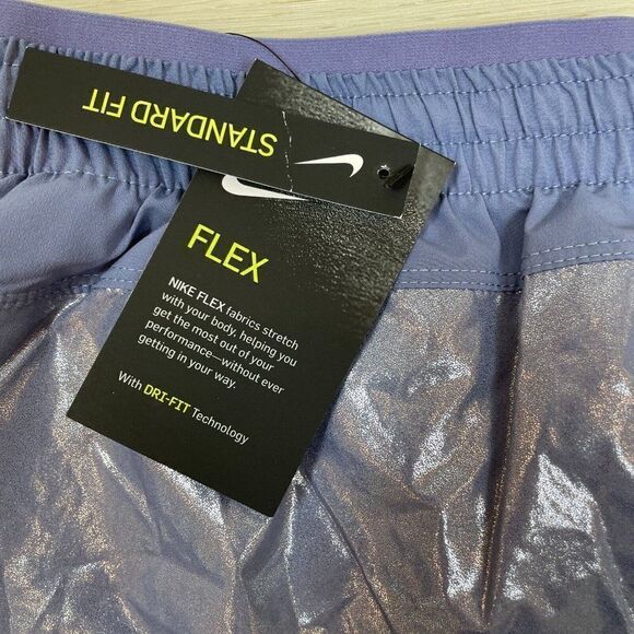 Nike Running Shorts Womens Small Blue Icon Clash Tempo Luxe Metallic CU3335 482 - Picture 4 of 5